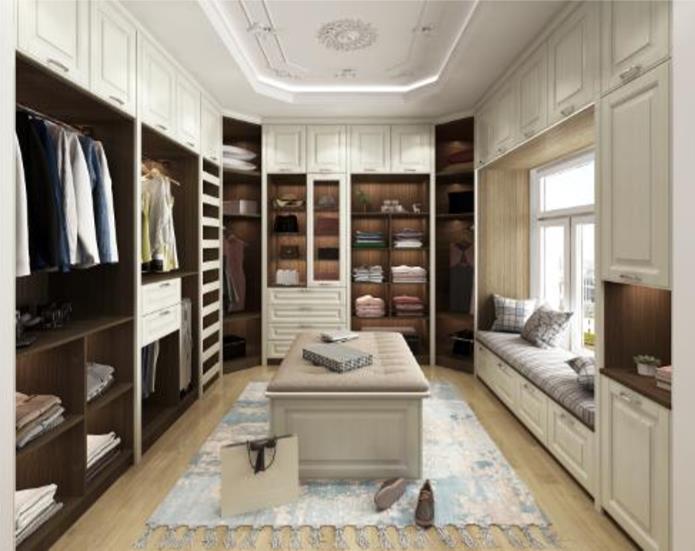 全鋁衣帽間-02（風格：簡歐；顏色：胡桃白橡）